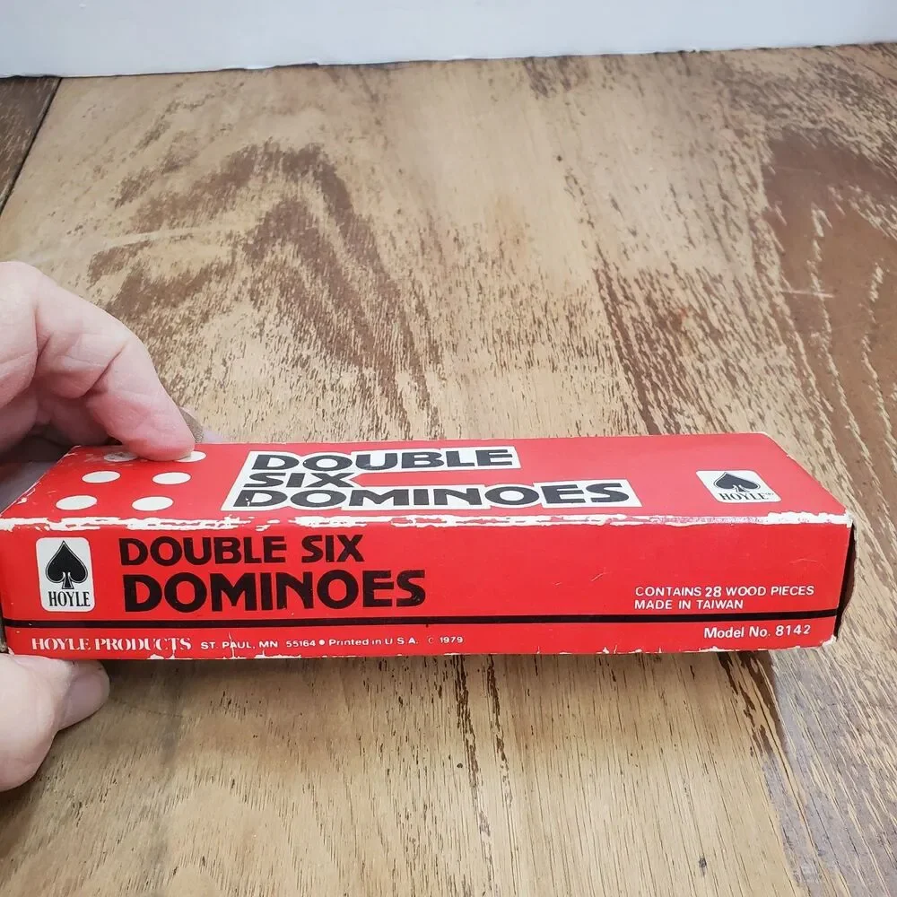 Vintage 1976 Hoyle Wood Double Six Dominoes Strategy Game Model 8142 Box